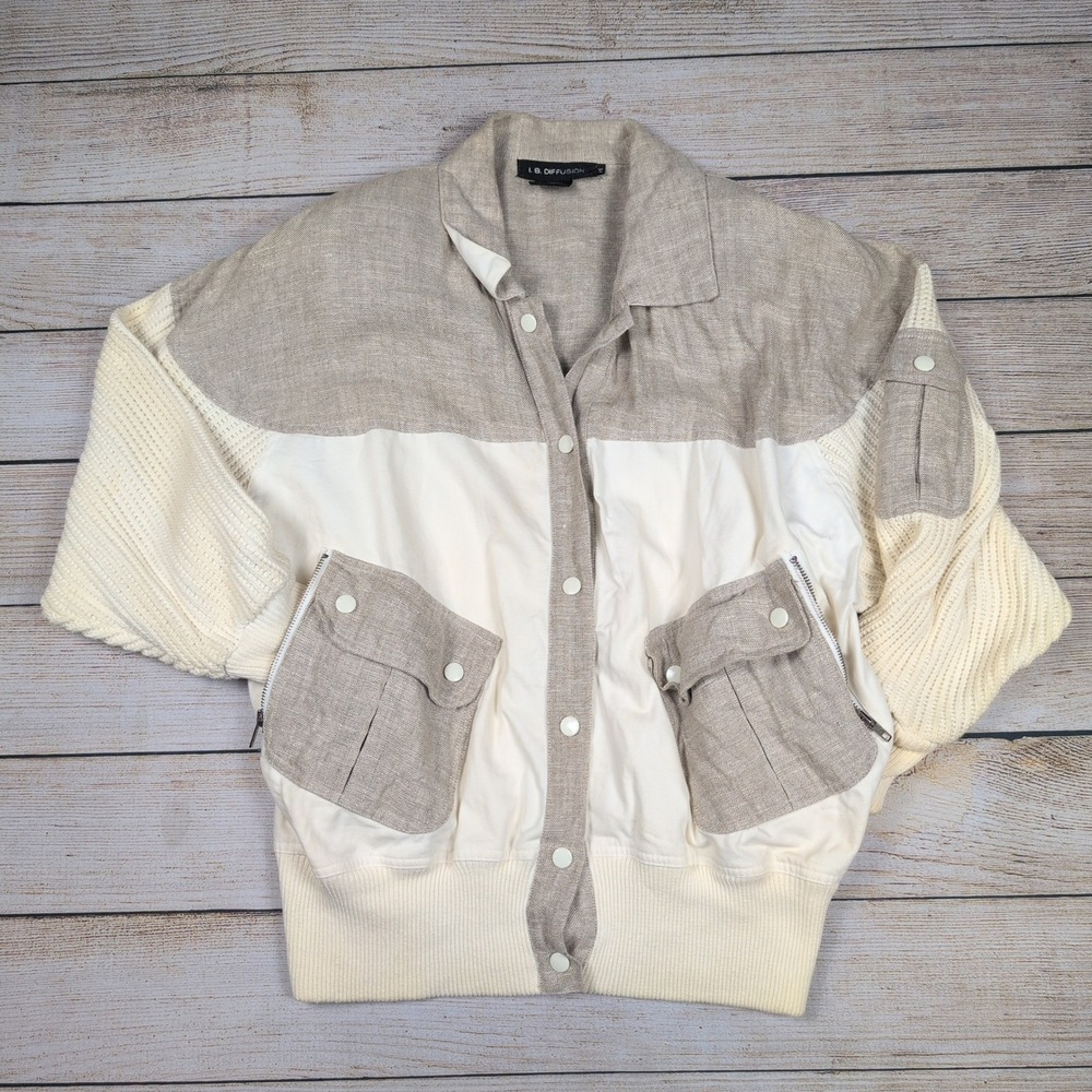 Vintage I.‎ B. Diffusion Women's Linen Cotton Bomber Jacket  M